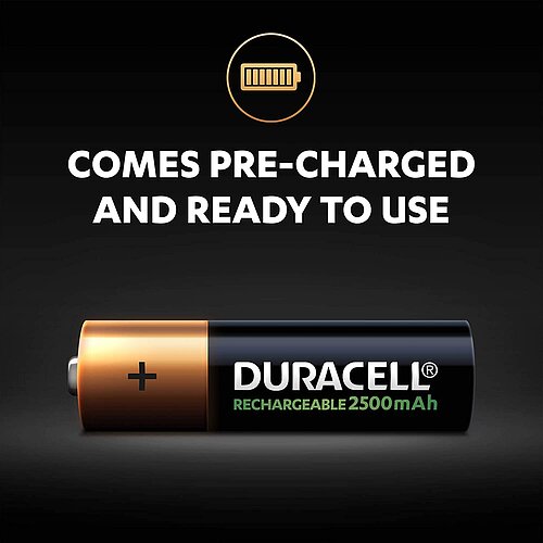 2x Duracell NiMH AA Mignon 2500mAh HR6 Akku