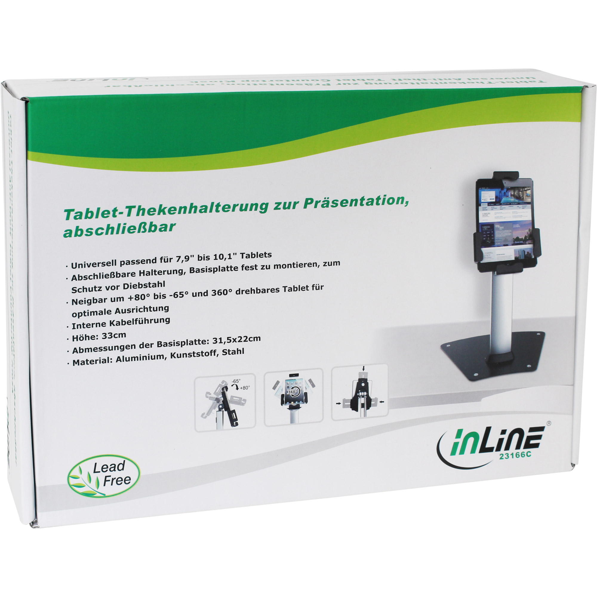 Inline® Tablet-Thekenhalterung zur Präsentation, abschließbar, für 7,9"-10,1"