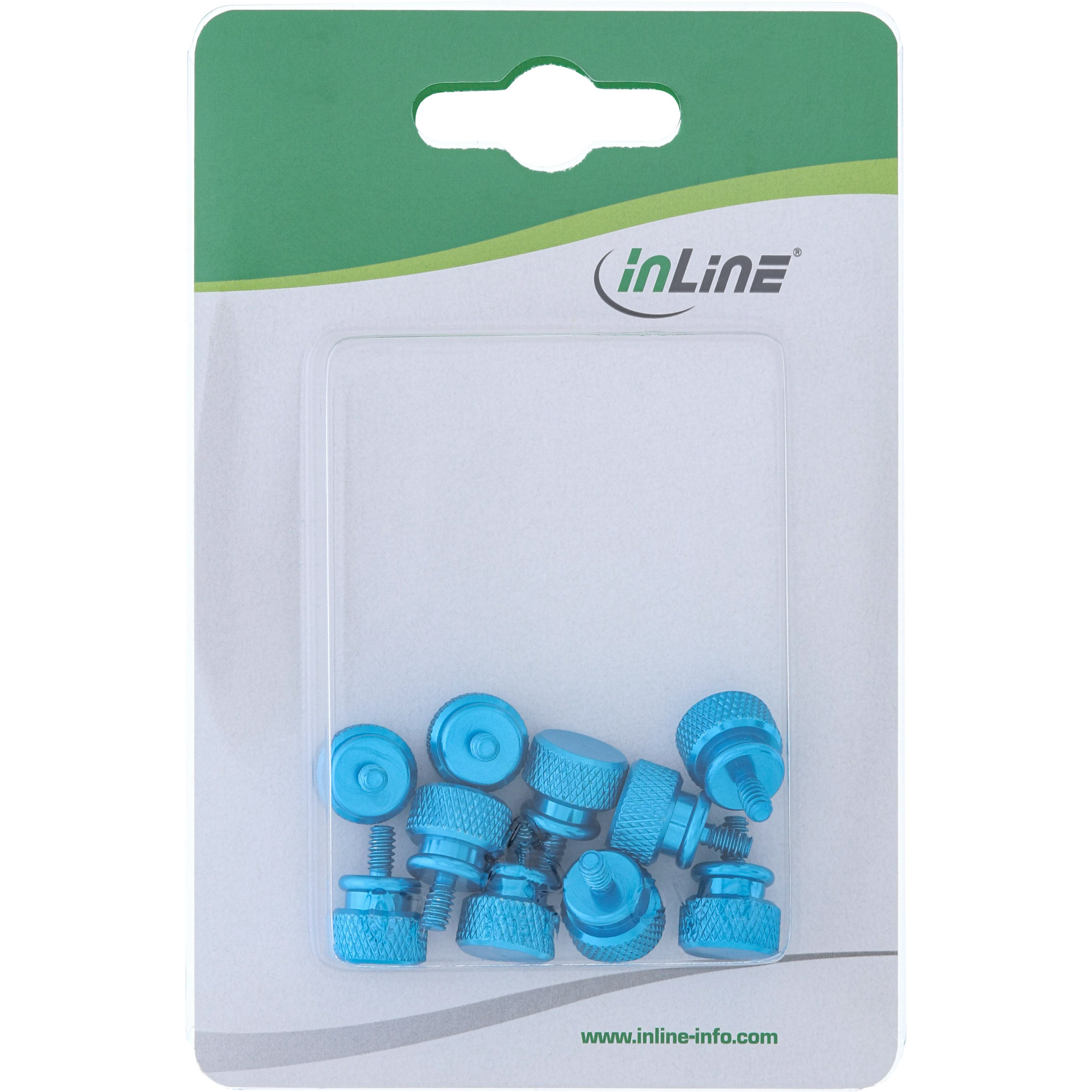 10x Inline® Rändelschrauben für Gehäuse, Alu, blau