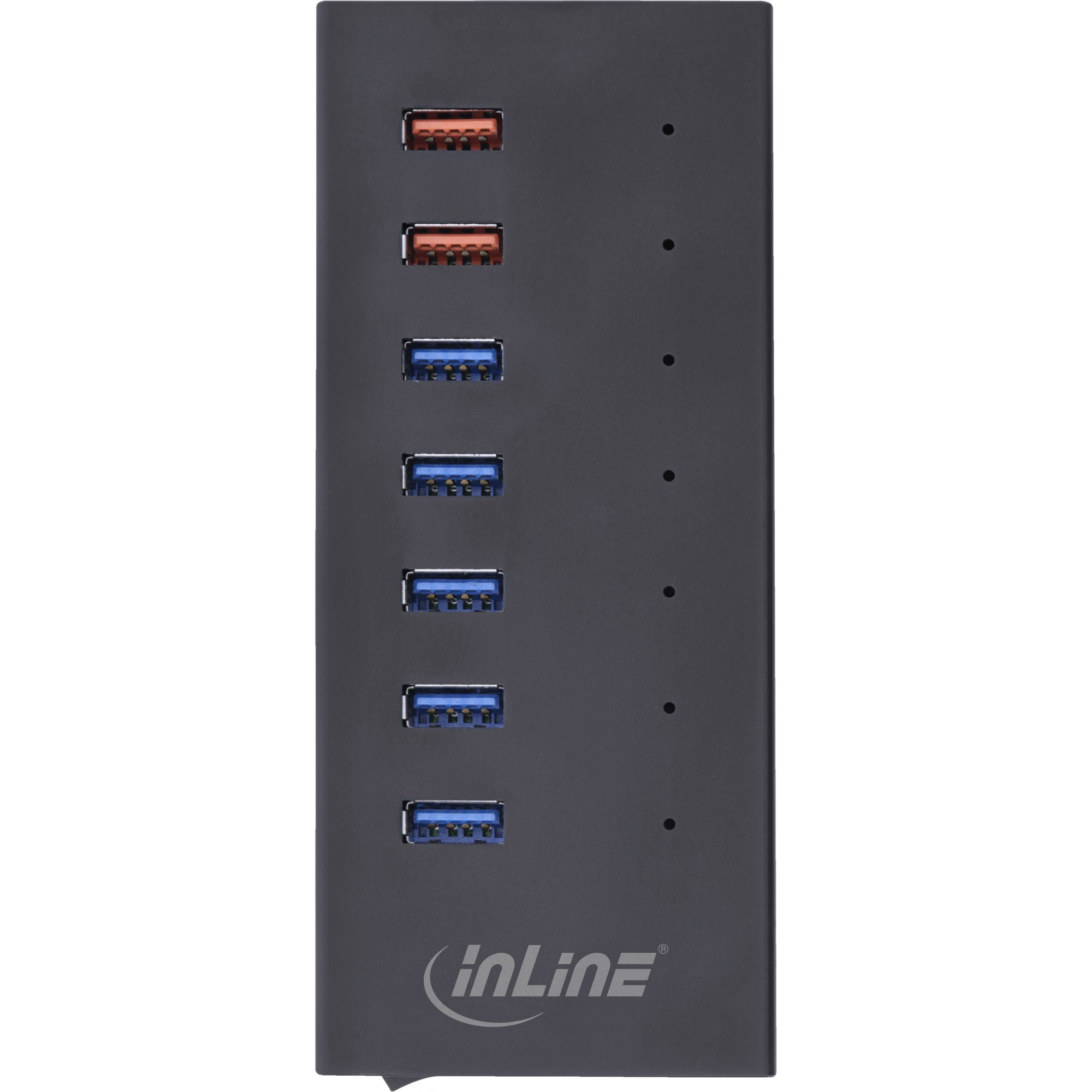 Inline® USB 3.0 Hub, 7 Port, Aluminiumgehäuse, schwarz, mit 2,5A Netzteil Inline® USB 3.0 Hub, 7 Port, Aluminiumgehäuse, schwarz, mit 2,5A Netzteil