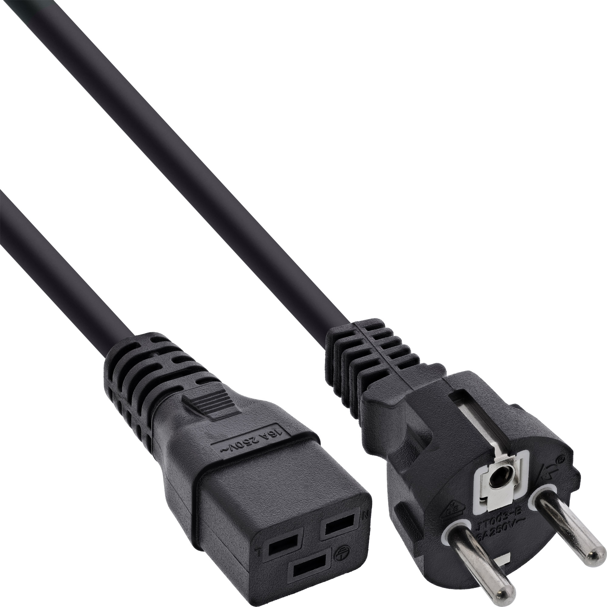 Inline® Netzkabel 16A, Schutzkontakt gerade / Kaltgerätestecker IEC320/C19, 3m
