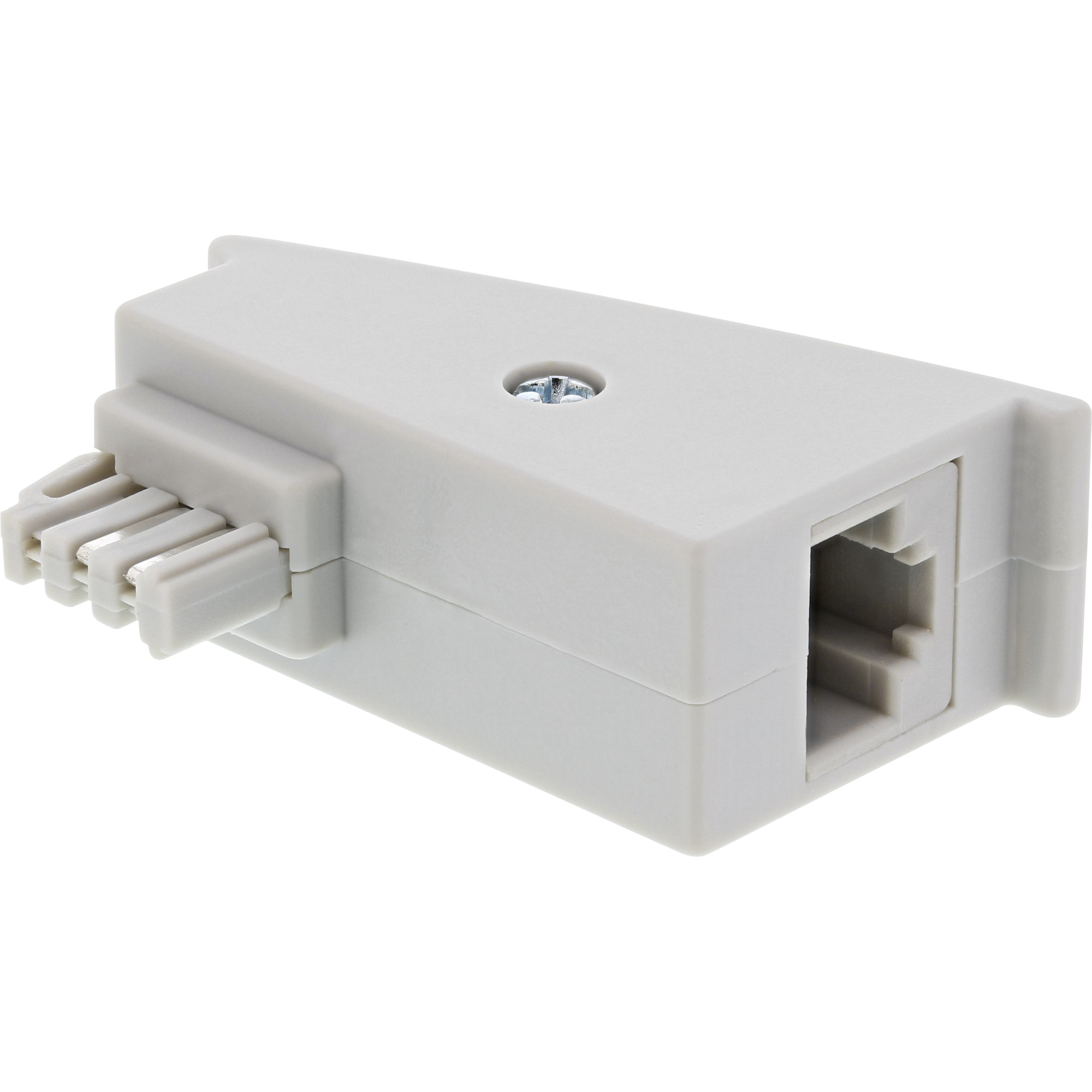 Inline® TAE-F Adapter, TAE-F Stecker auf RJ45 Buchse, 8P2C für Fritzbox, grau