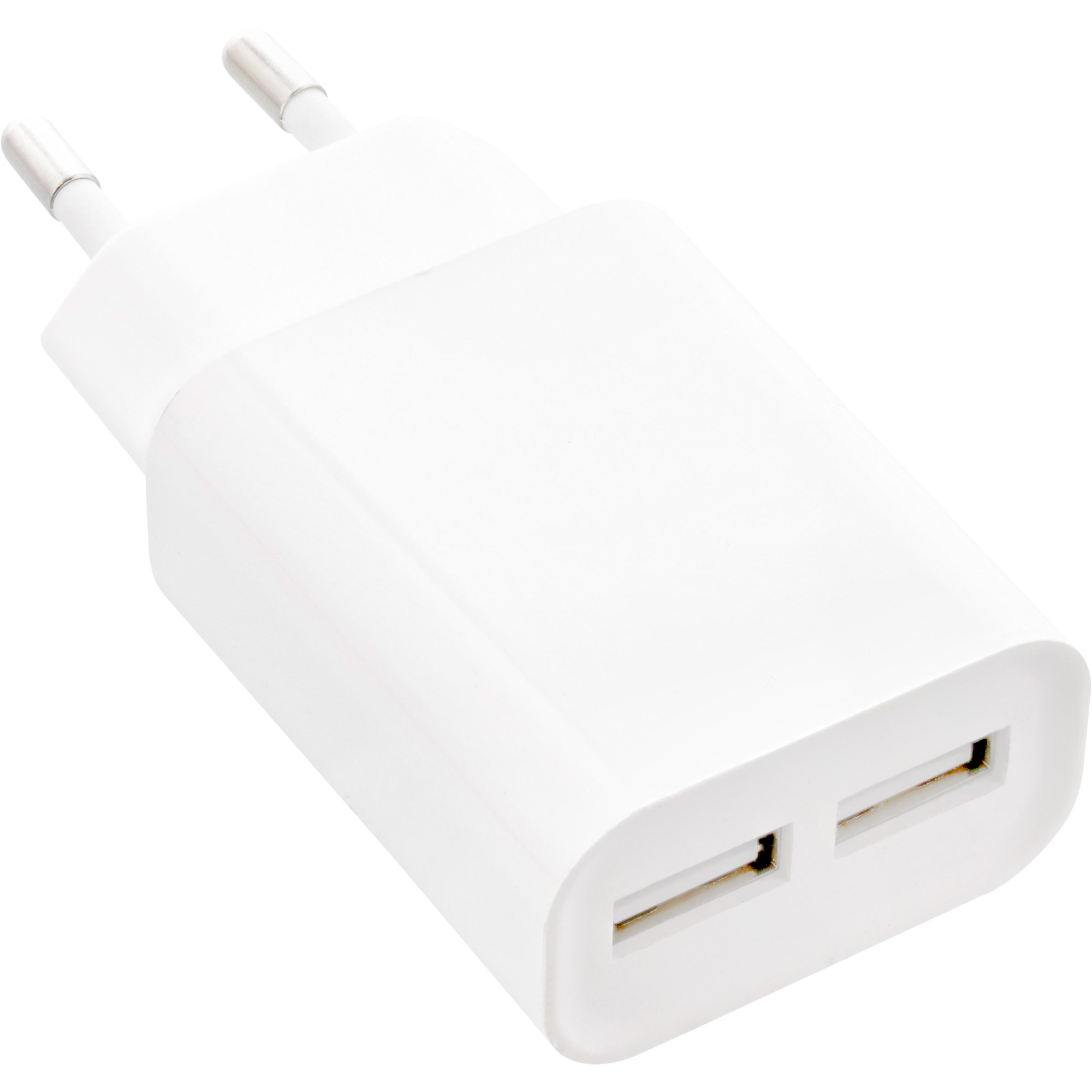Inline® USB Ladegerät DUO, Netzteil 2-fach, 100-240V zu 5V/2.1A, weiß