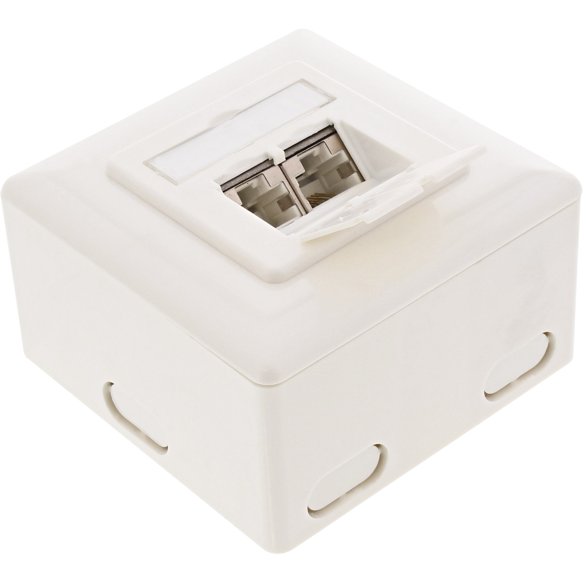 Inline® Cat.6 Anschlussdose, AP/UP 2x RJ45 Buchse, RAL9010, weiß, senkrecht