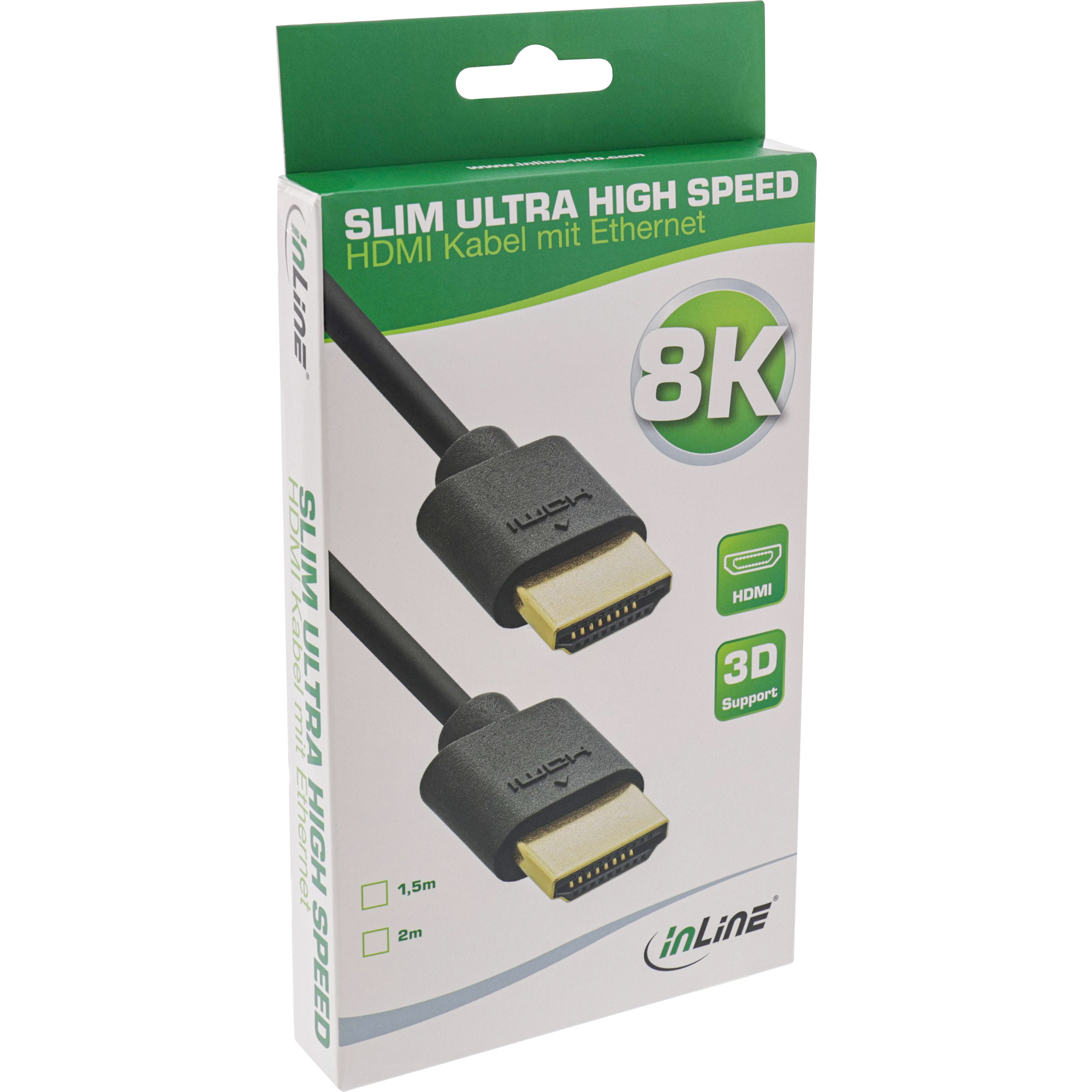Inline® Slim Ultra High Speed HDMI Kabel, 8K4K, Stecker / Stecker, 1,5m