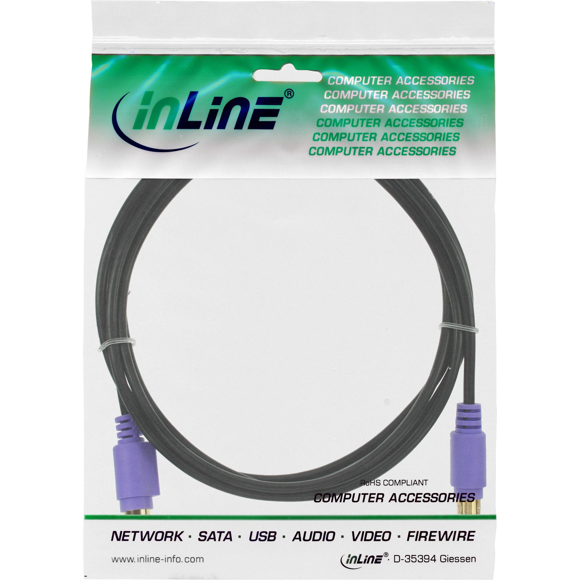 Inline® PS/2 VerLängerung, Stecker / Buchse, PC99, violette Stecker, PREMIUM, 2m Inline® PS/2 VerLängerung, Stecker / Buchse, PC99, violette Stecker, PREMIUM, 2m