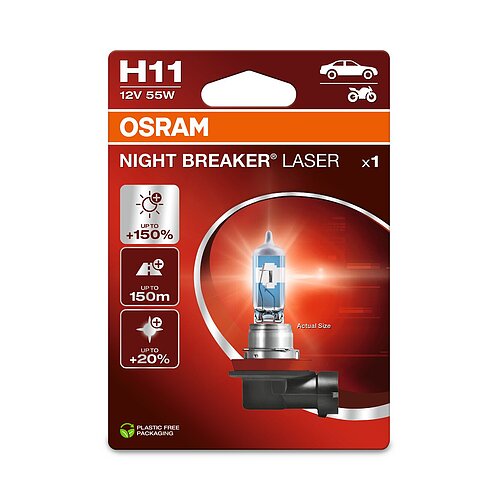 OSRAM H11 12V 55W PGJ19-2 NIGHT BREAKER® LASER +150% mehr Helligkeit 1 Stück