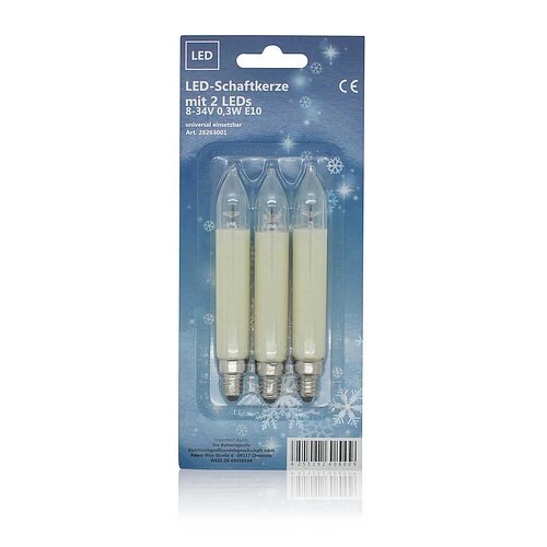 BP LED Schaftkerze mit 2 LEDs 8-34V 0,3W E10 3er-Blister