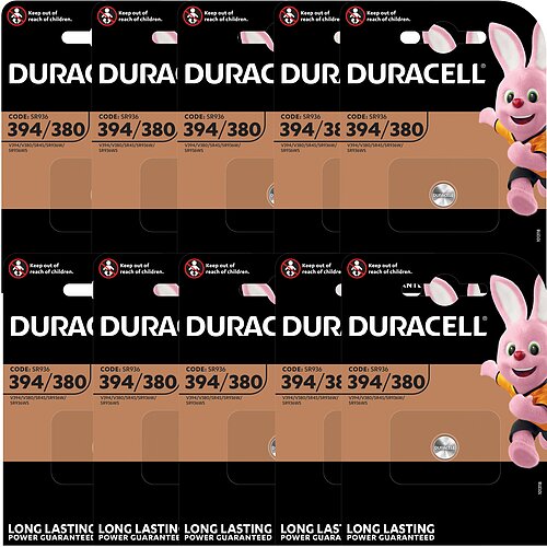 10x SR45 394 / 380 MultiDrain Silberoxid Batterie Duracell 1,55 V 