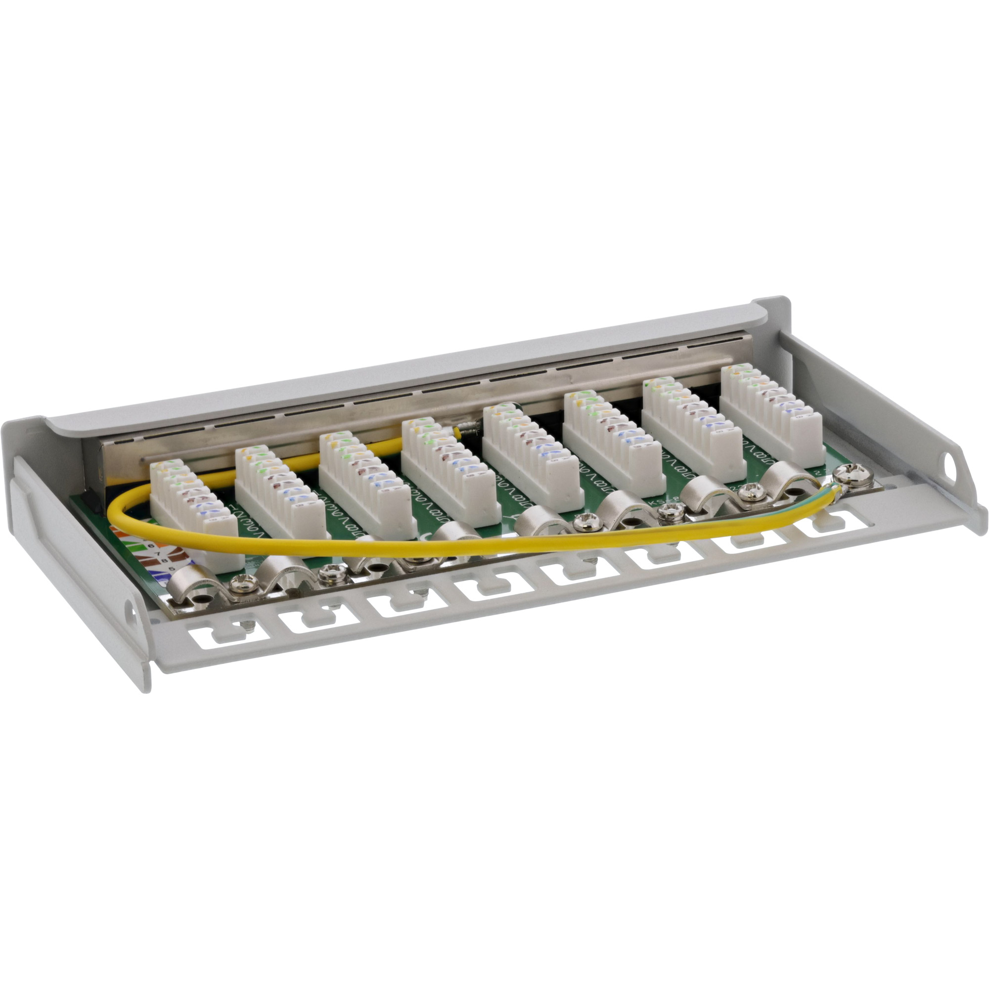 Inline® Patchfeld Cat.6A 8-fach 0,5HE Tisch/Wand-Montage, lichtgrau, RAL7035