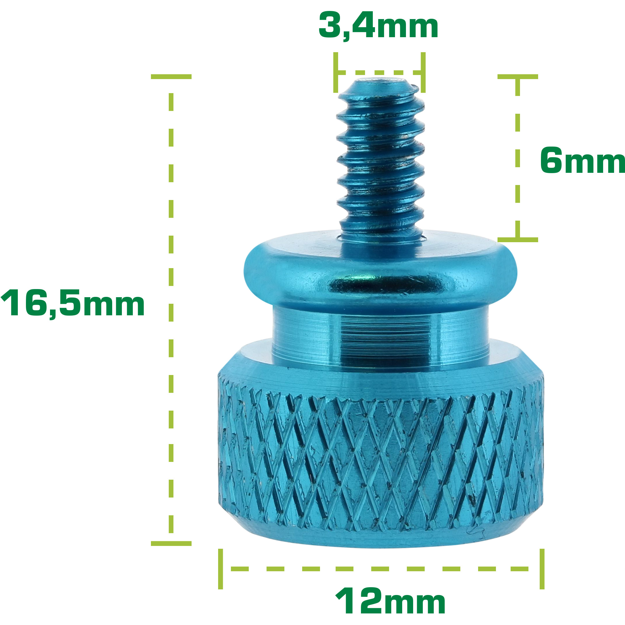 10x Inline® Rändelschrauben für Gehäuse, Alu, blau