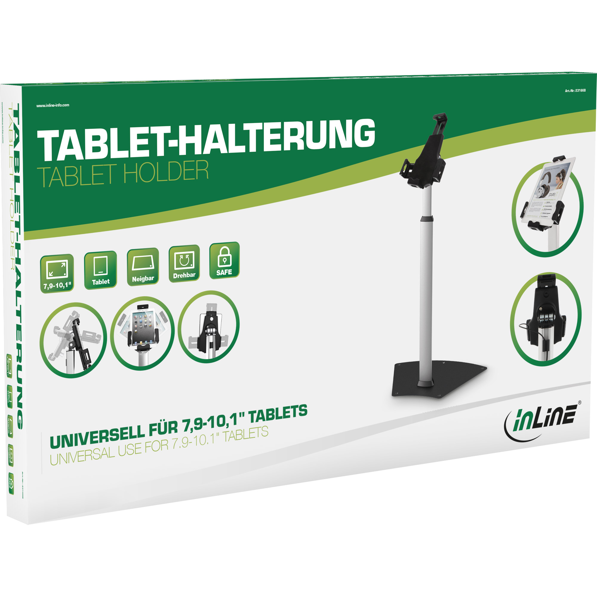 Inline® Tablet-Halterung zur Präsentation, abschließbar, für 7,9"-10,1" Tablets