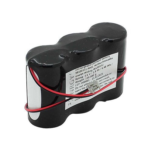 Notleuchtenakku NiCd 3,6V 1800mAh F1x3 Sub-C mit 200mm Kabel und Stecker ersetzt Willing Wi200552 Notleuchtenakku NiCd 3,6V 1800mAh F1x3 Sub-C mit 200mm Kabel und Stecker ersetzt Willing Wi200552