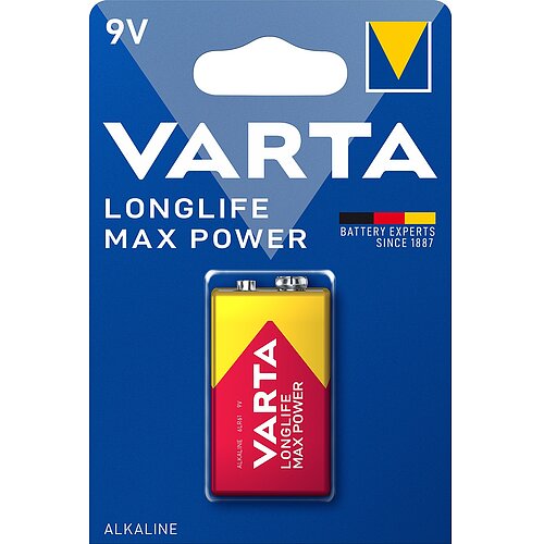 Varta Longlife Max Power 9V Block 6LR61 Alkaline Batterie - 10er Verpackung