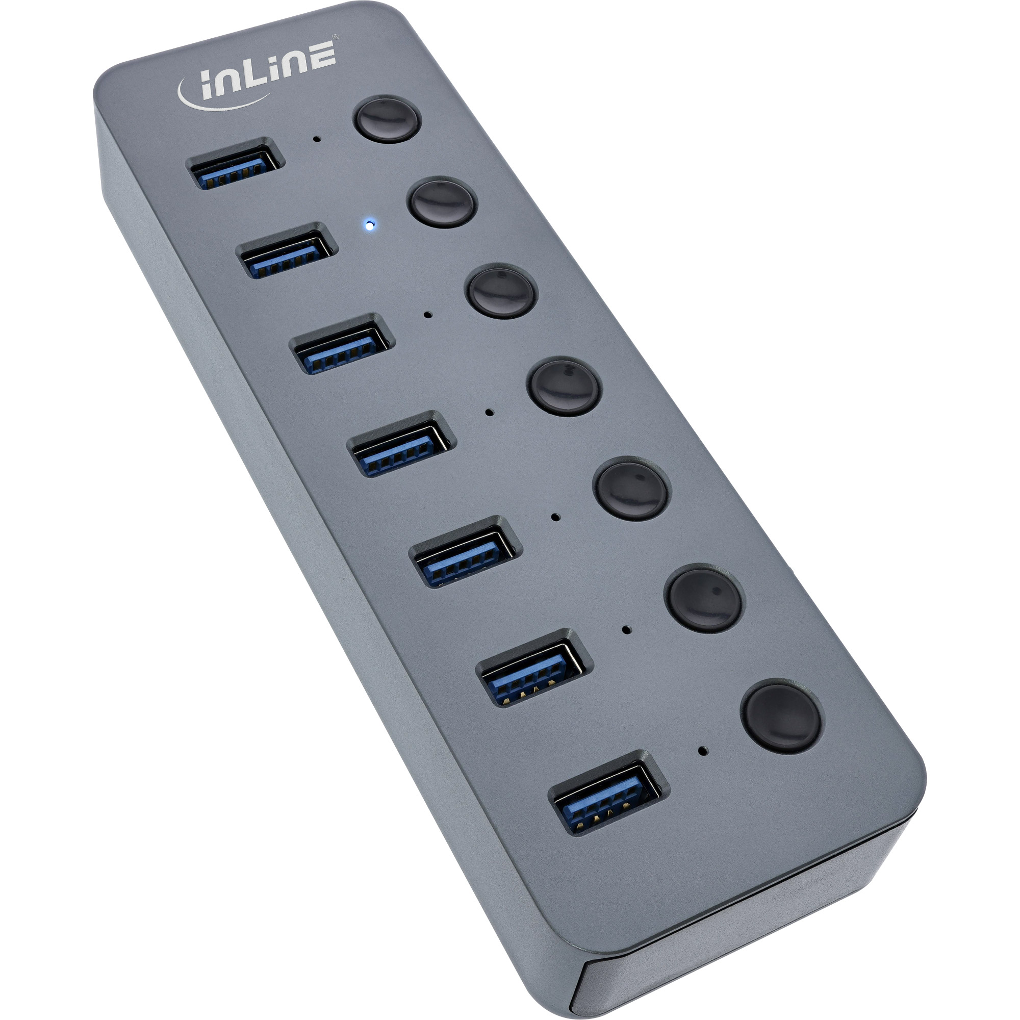 Inline® USB 3.0 Hub, 7-Port, mit Schalter, Aluminium, grau, mit Netzteil Inline® USB 3.0 Hub, 7-Port, mit Schalter, Aluminium, grau, mit Netzteil
