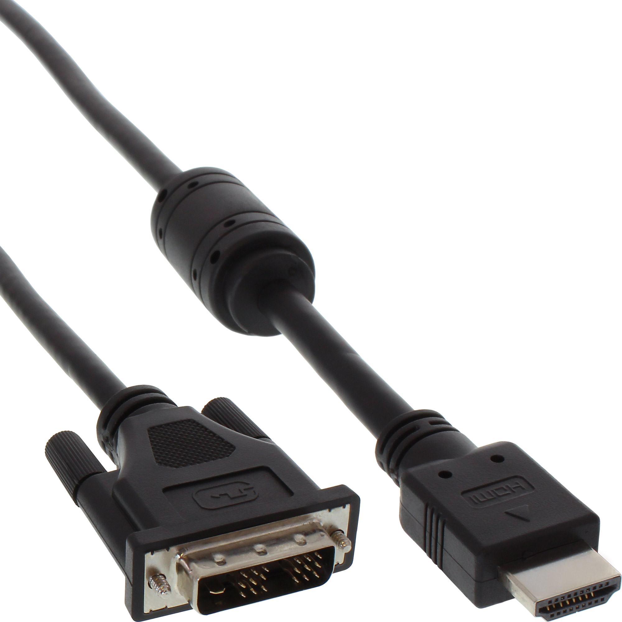 Inline® HDMI-DVI Adapterkabel, 19pol Stecker auf 18+1 Stecker, mit Ferrit, 1,8m