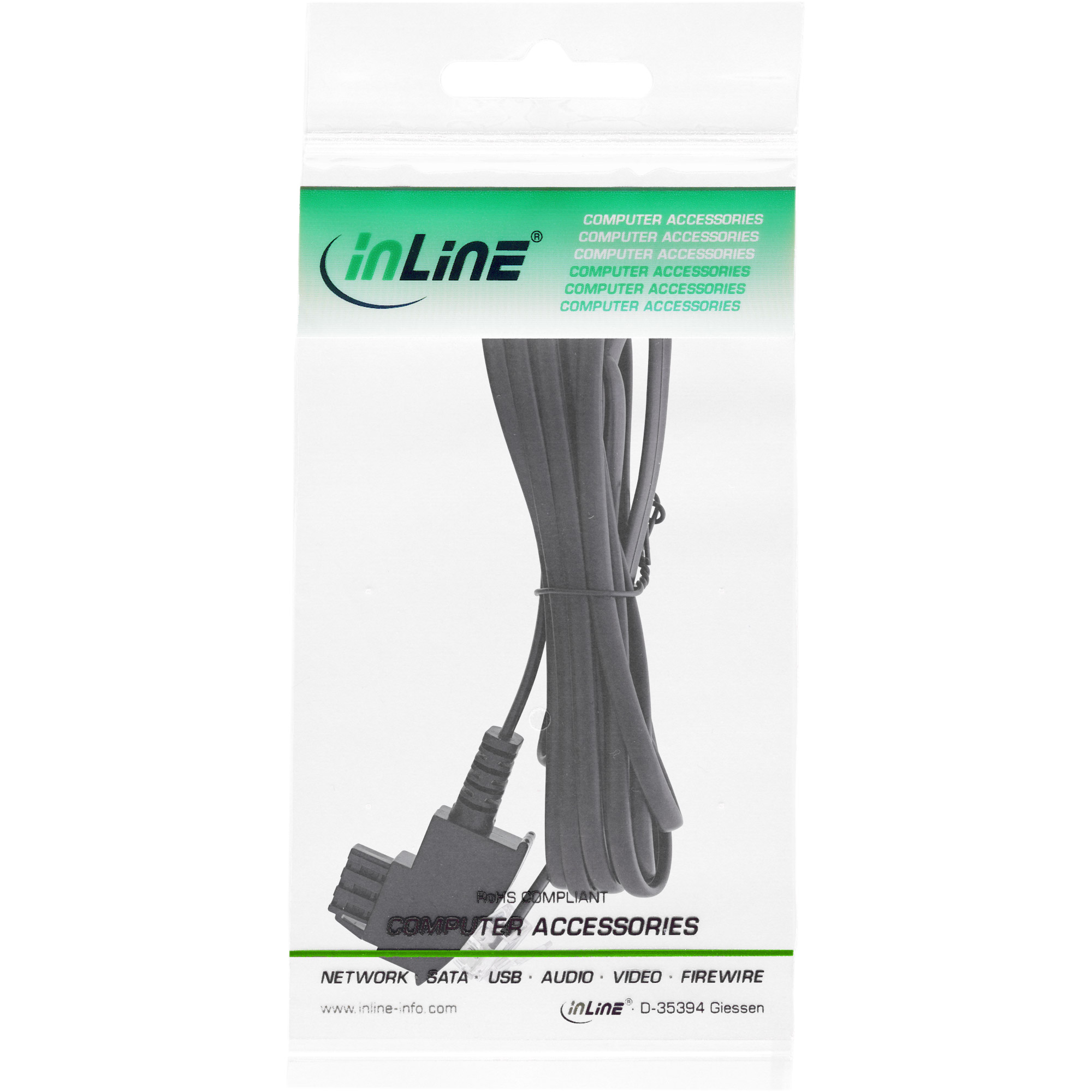 Inline® TAE-F Kabel für DSL Splitter, TAE-F ST an Western 6/2 DEC ST, 2m
