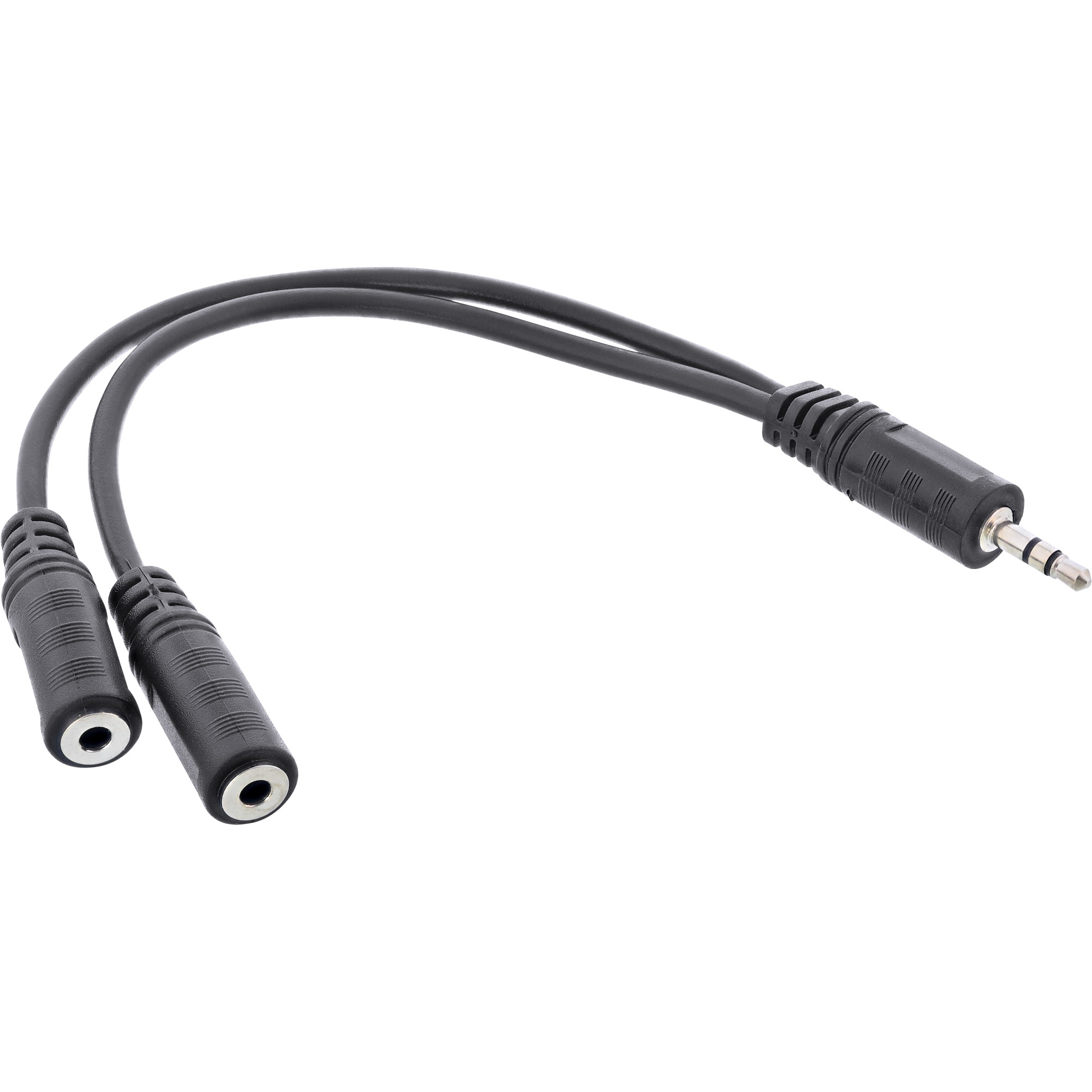 0.2m - Inline® Klinken Y-Kabel, 3,5mm Klinke ST an 2x 3,5mm Klinke BU, Stereo