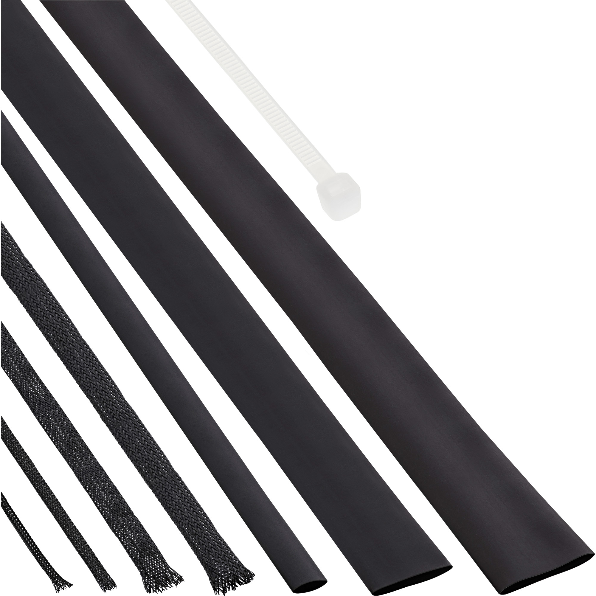 Inline® Schrumpfschlauch Set / Kabelschlauch Set, schwarz