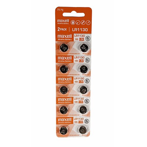 5 x Maxell LR1130 AG10 LR54 389 1.5V Alkaline Knopfzelle - 10er Verpackung