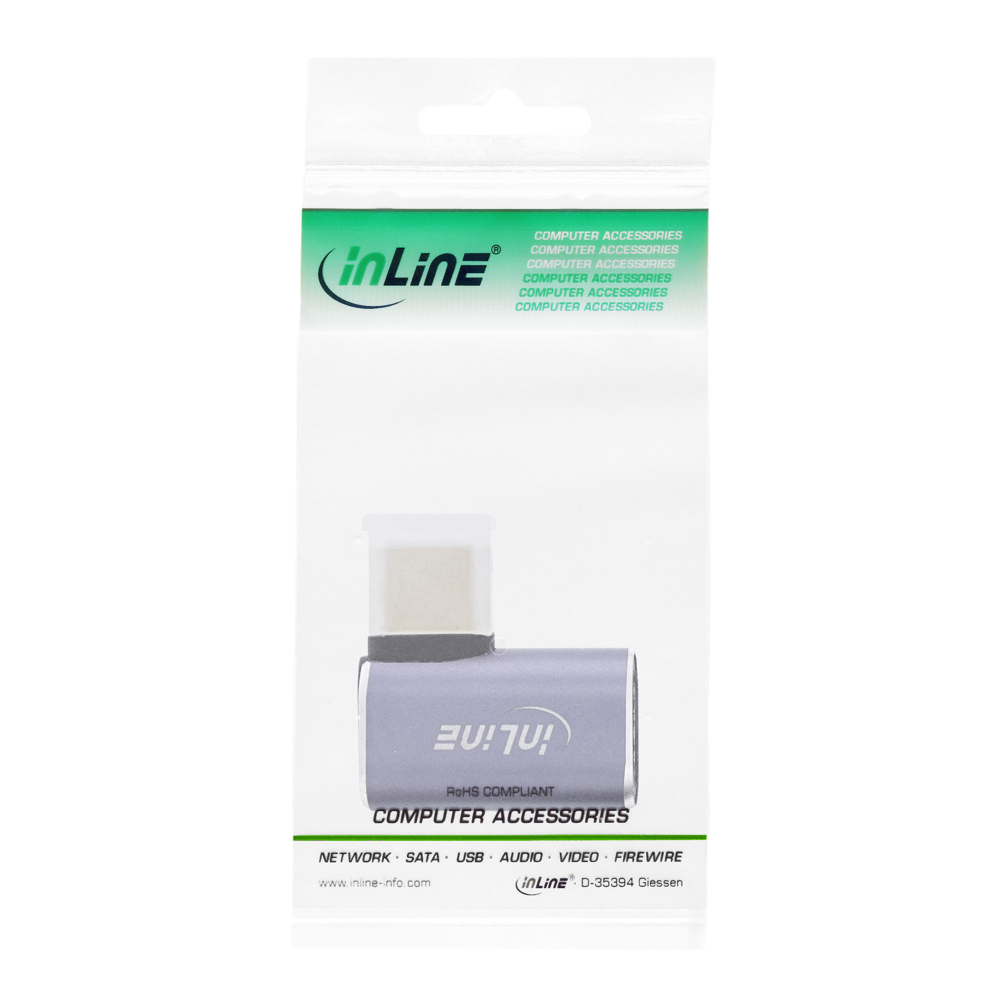 Inline® USB4 Adapter, USB-C Stecker/Buchse rechts/links gewinkelt, Aluminium Inline® USB4 Adapter, USB-C Stecker/Buchse rechts/links gewinkelt, Aluminium