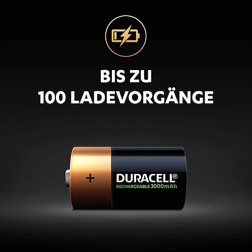 Duracell NiMH Baby C 3000mAh HR14 Rechargeable Akku - 2er Verpackung
