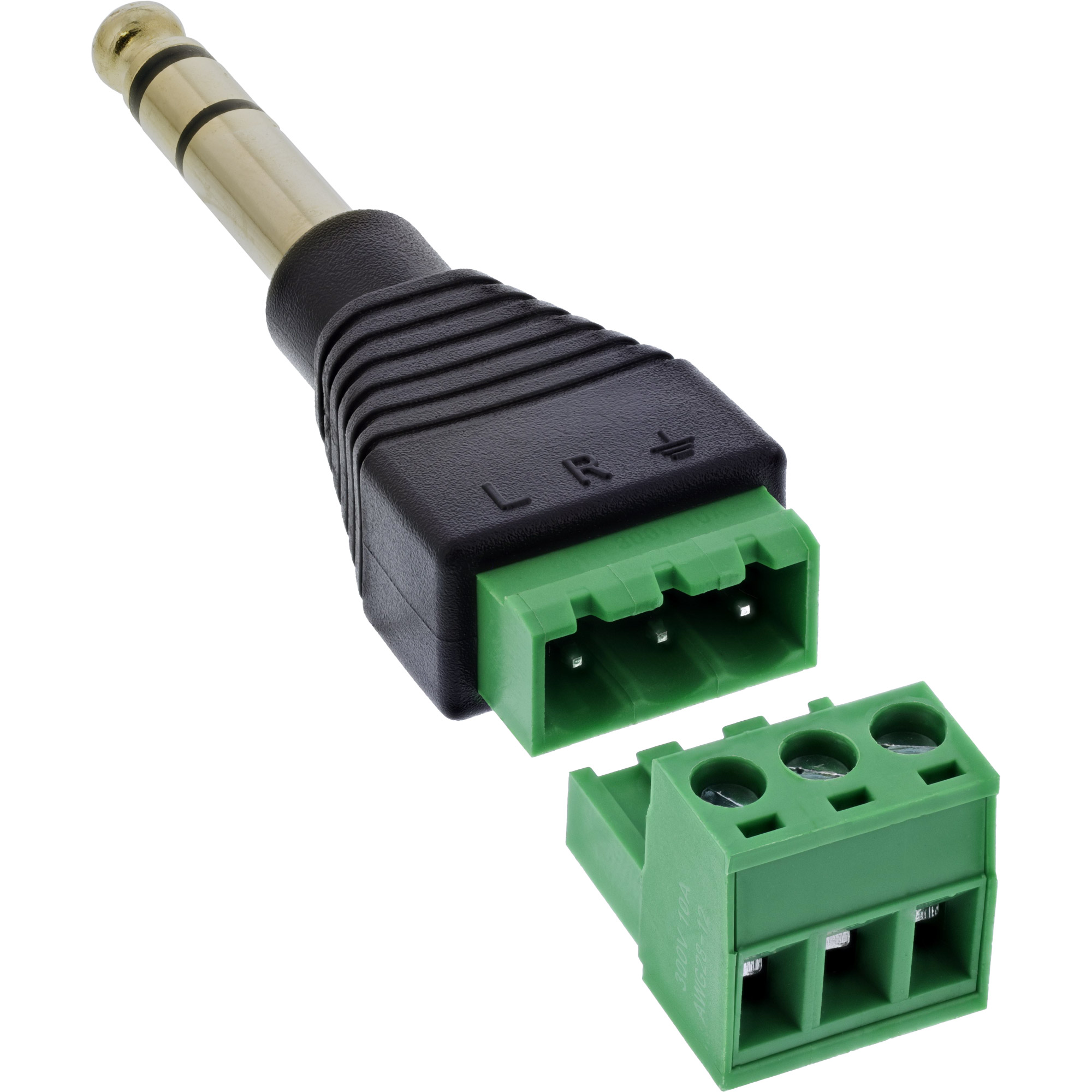 InLine® 6,35mm Klinkenstecker an Terminalblock, Stereo, 3-polig