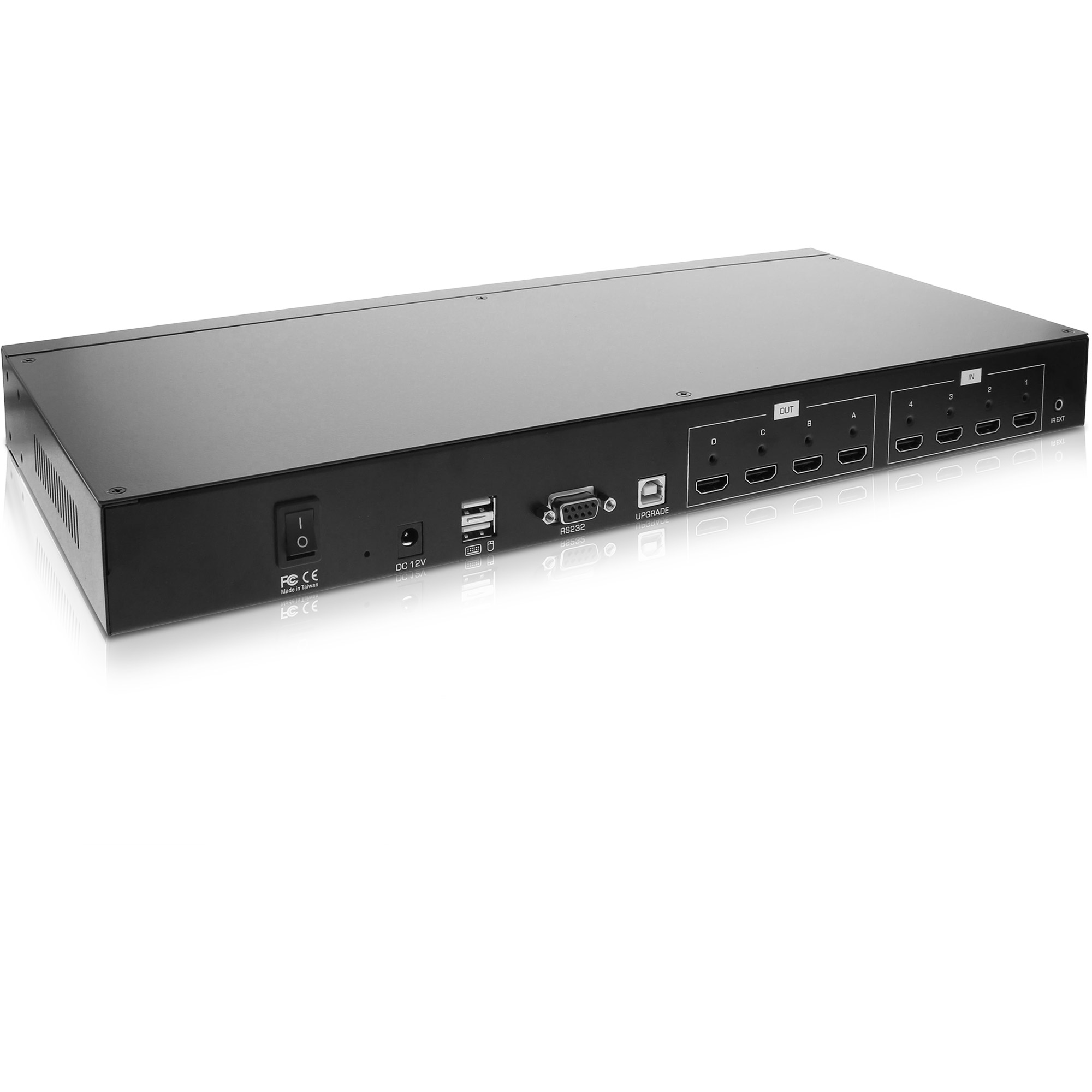 Inline® HDMI 4x4 Multi View Matrix / Videowand Switch, 4 Eingänge auf 4 Ausgänge