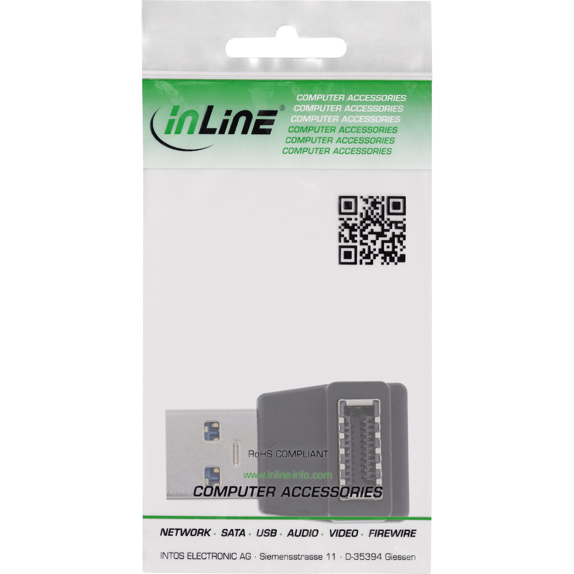 Inline® USB 3.2 Adapter, USB-A Stecker zu intern USB-E Frontpanel Buchse Inline® USB 3.2 Adapter, USB-A Stecker zu intern USB-E Frontpanel Buchse