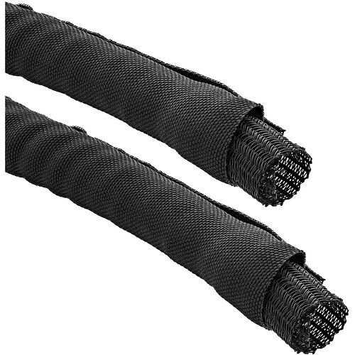 InLine® Kabelgefelchtschlauch Polyester, selbstverschließend, schwarz, 25mm, 1m