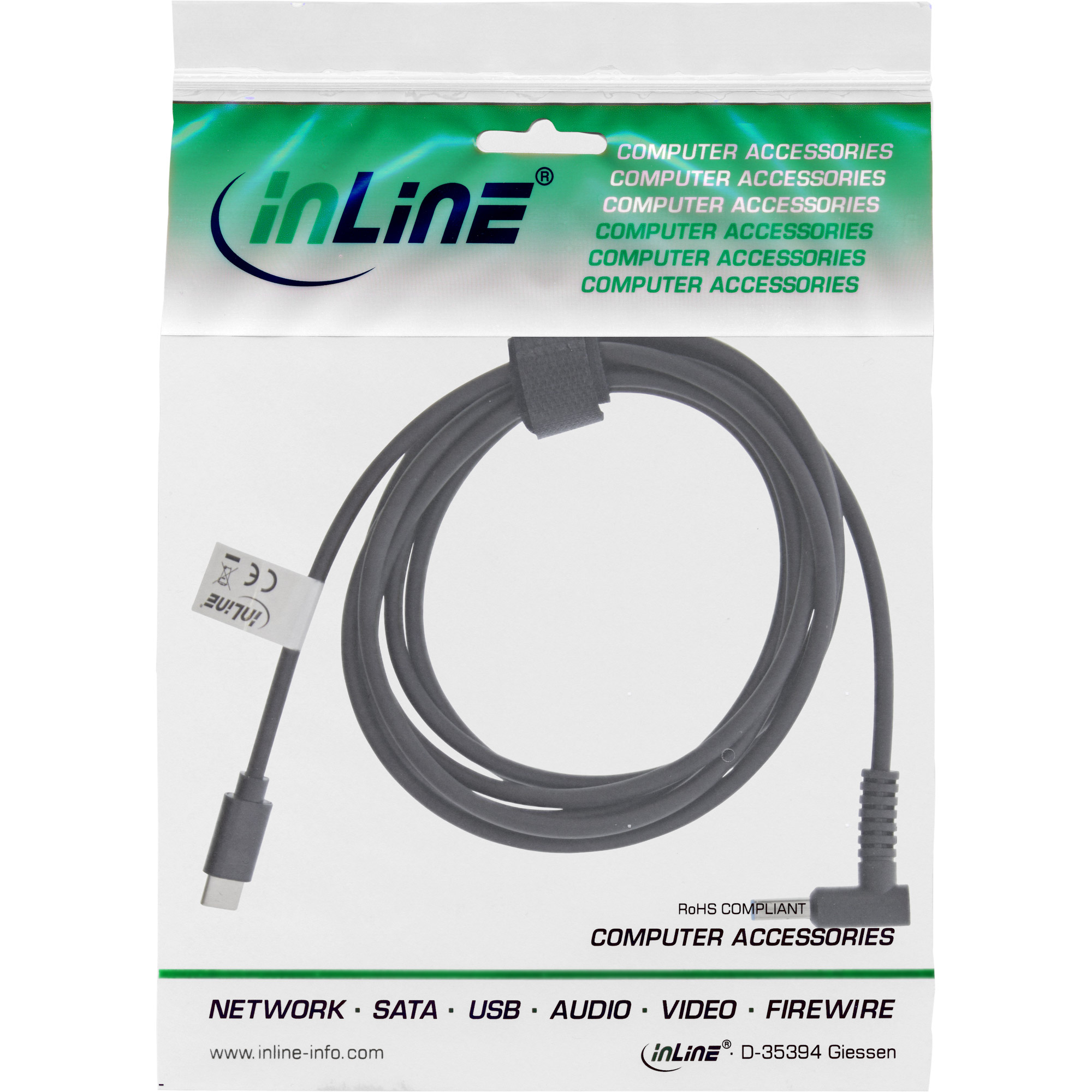 Inline® USB-C zu HP Notebook (rund/klein) Ladekabel, 2m