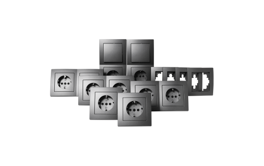 Schalter und Steckdosen Set McPower Flair ''Standard Plus'' 21-teilig, anthrazit