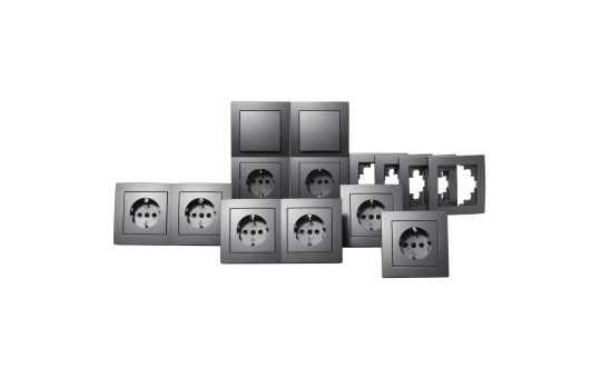 Schalter und Steckdosen Set McPower Flair ''Standard'' 20-teilig, anthrazit