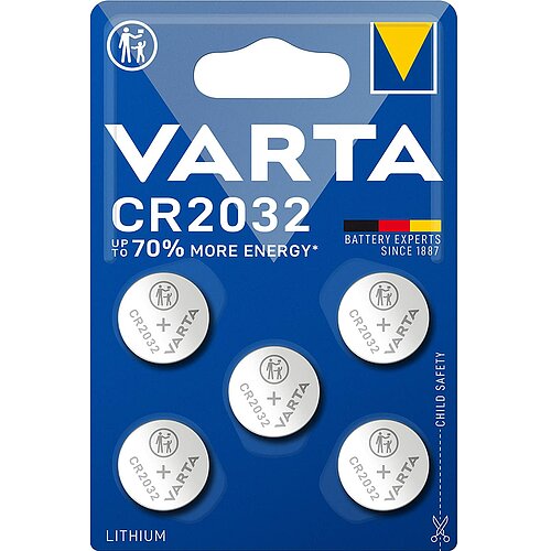 5x Varta CR2032 Lithium Knopfzelle 3V Batterie