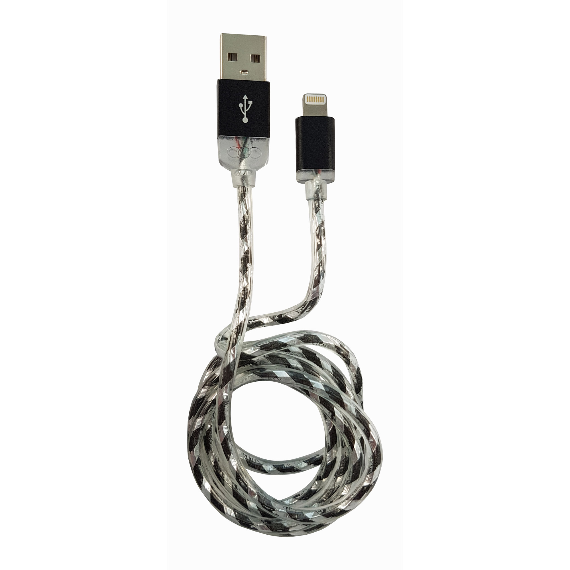 LC-Power LC-C-USB-Lightning-1M-8 (MFI) USB A zu Lightning Kabel, schwarz/silber, LC-Power LC-C-USB-Lightning-1M-8 (MFI) USB A zu Lightning Kabel, schwarz/silber,