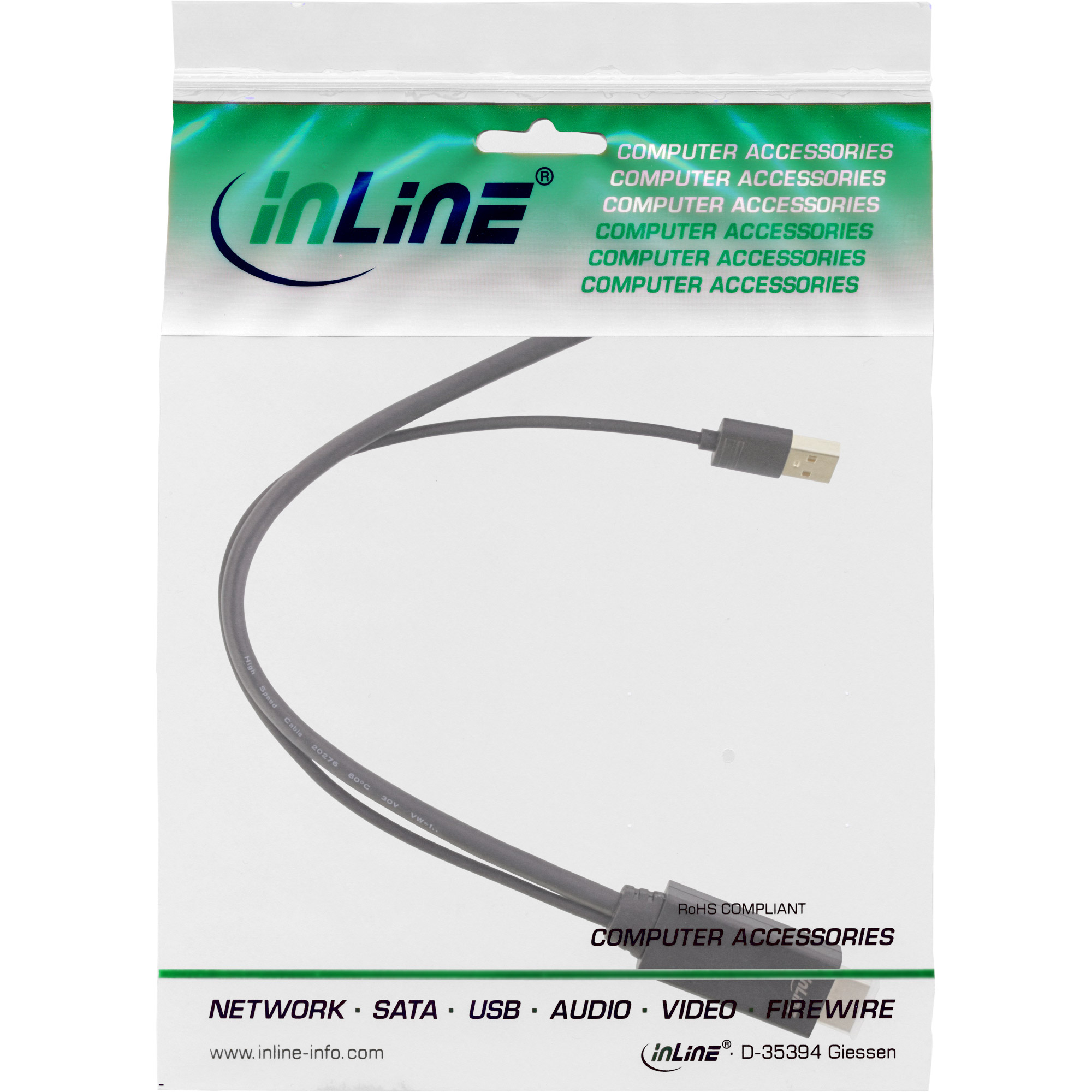 Inline® HDMI ST zu DisplayPort BU Konverter Kabel, 4K, schwarz/gold, 0,3m