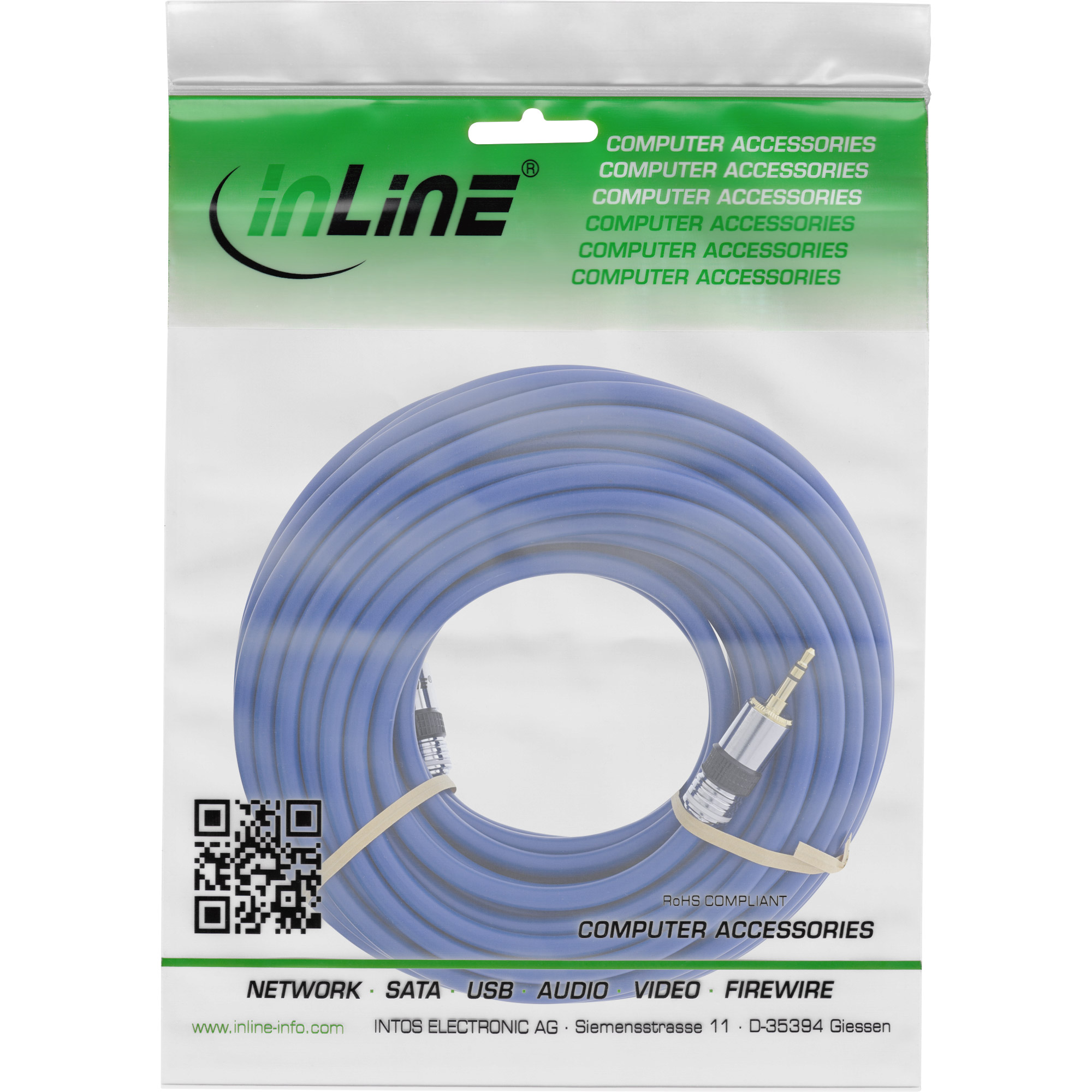 0.5m - Inline® Klinken-Kabel PREMIUM, 3,5mm Stecker / Stecker