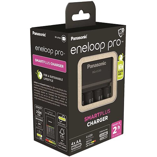 Panasonic eneloop Smart & Quick Charger BQ-CC55 inklusive 4x HR-3UWXB / BK-3HCDE