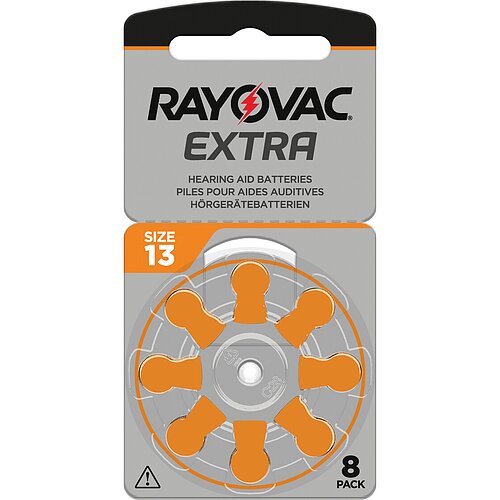 Typ 13 PR48 Rayovac Extra Advanced Hörgerätebatterien 1,45 V - Orange - 8 x 8 Stück - 64 Batterien