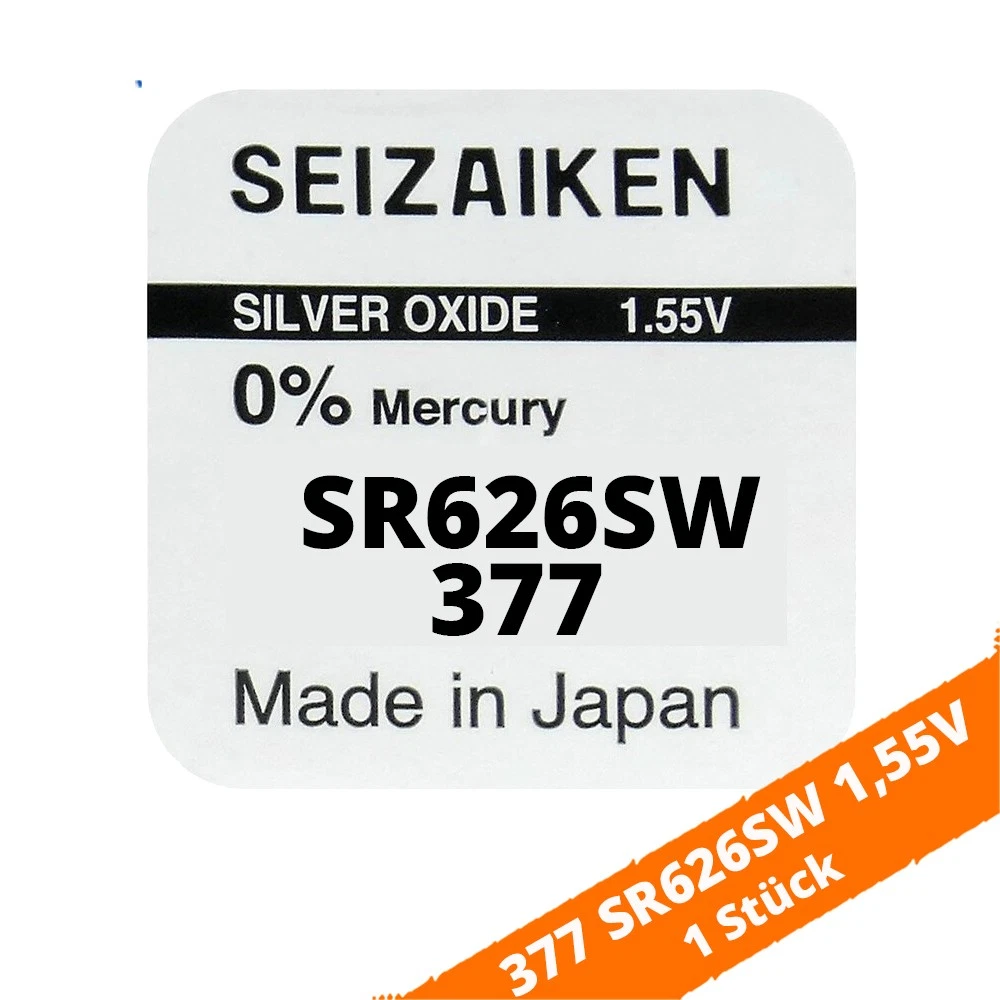 1x SR626SW SR66 377 Silberoxid Batterie Seizaiken 1,55 V
