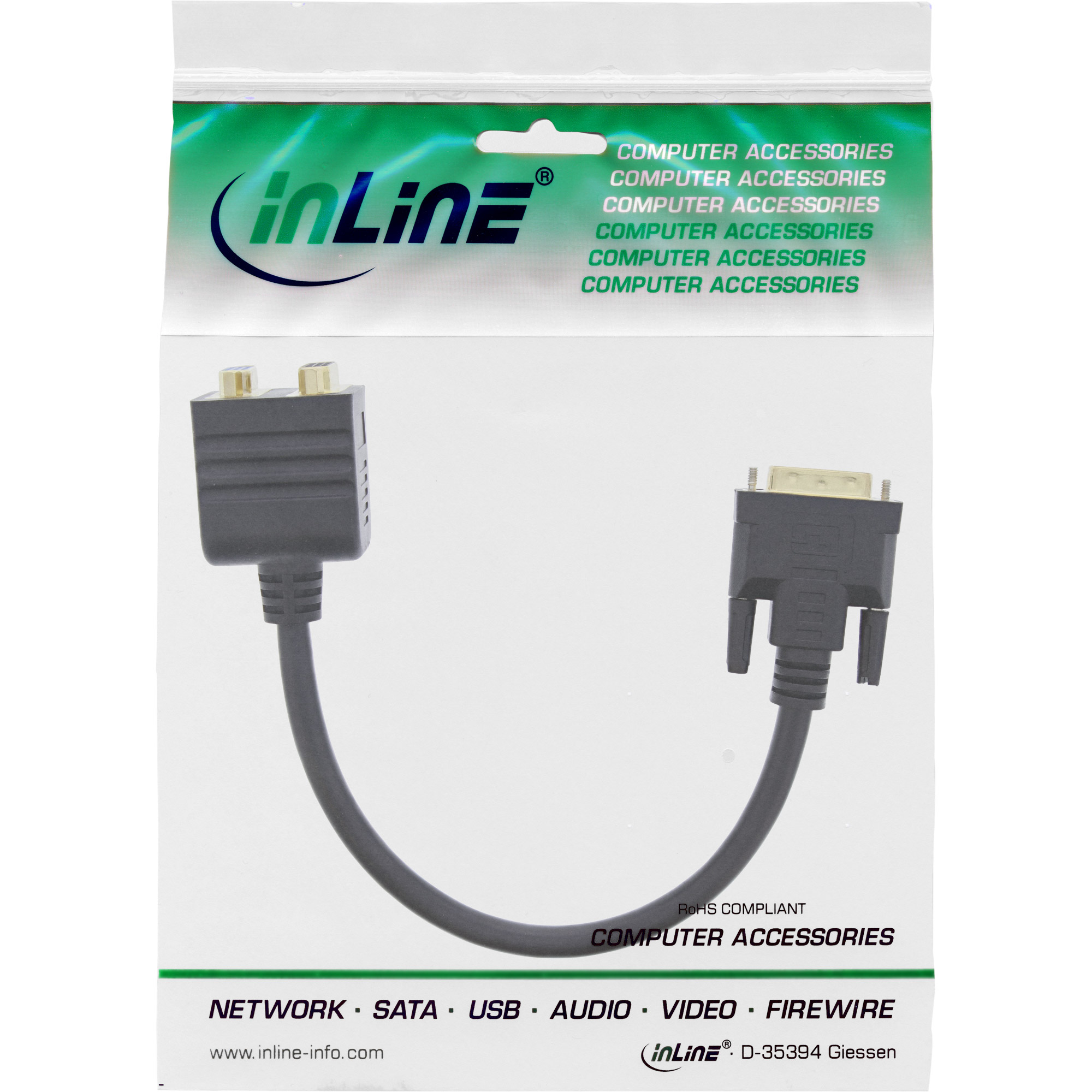 Inline® DVI-I Adapterkabel, DVI-I Stecker auf DVI-I-Buchse + S-VGA Buchse