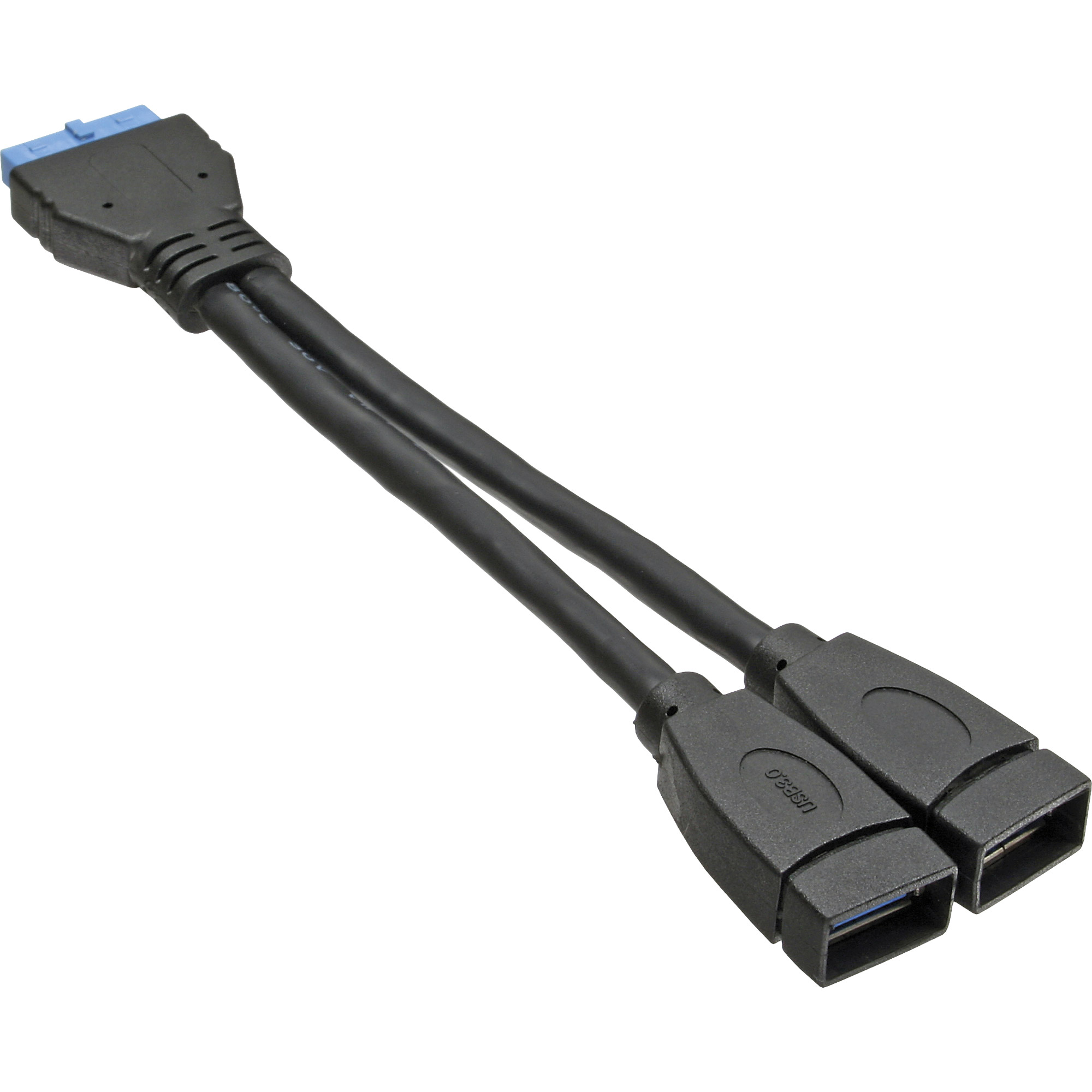Inline® USB 3.0 Adapterkabel, 2x Buchse A auf Pfostenanschluss 19polig, 0,15m