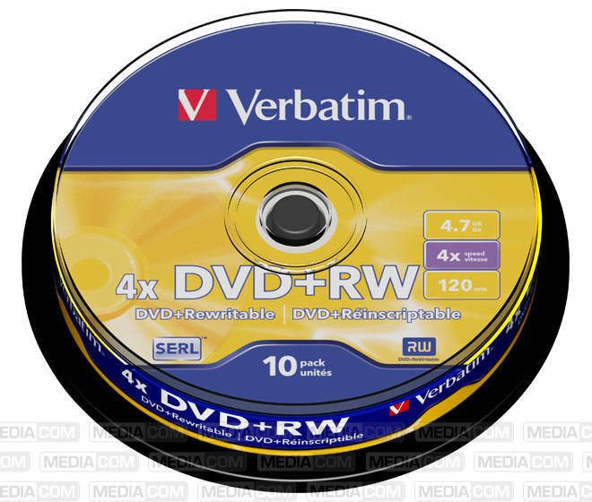 DVD+RW 4.7GB/120Min/4x Cakebox (10 Disc)