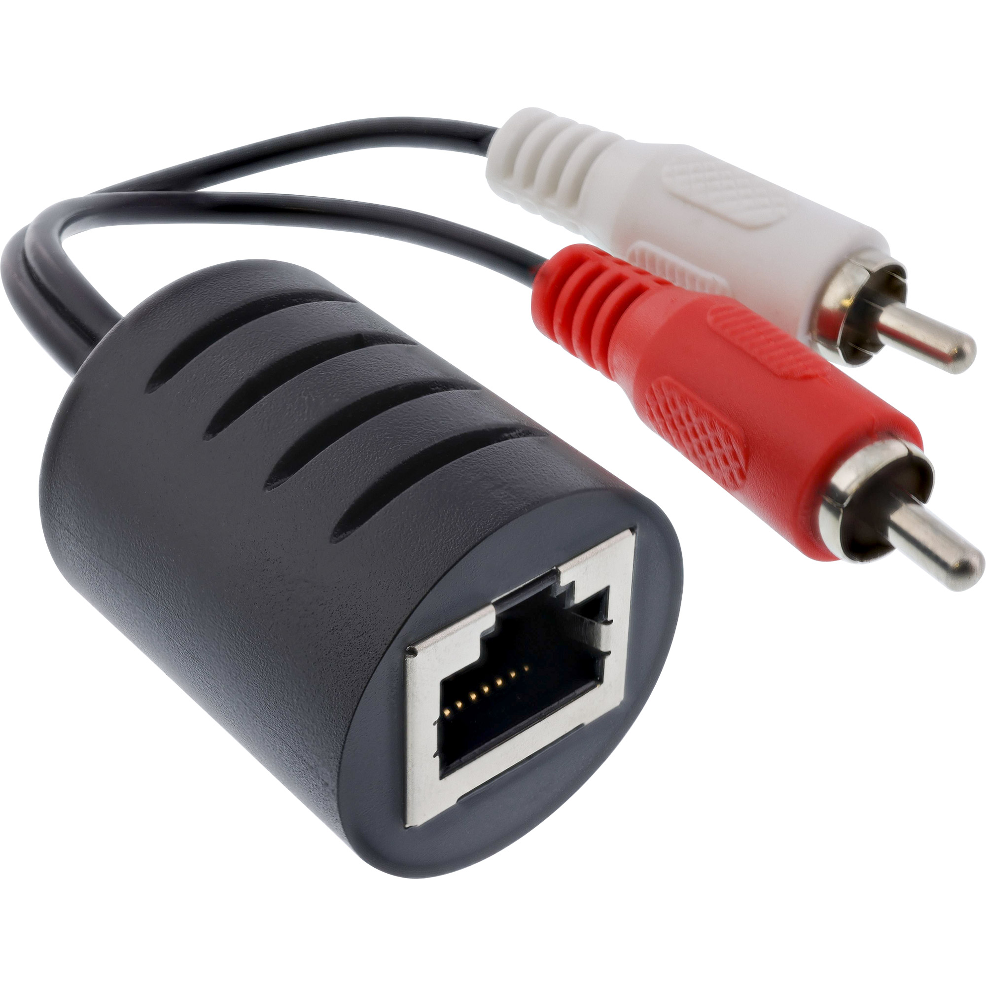 50m - Inline® Audio über RJ45 passiv, 2x Cinch Stecker / RJ45 Buchse, max.