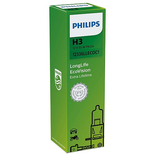 Philips H3 12V 55W PK22s LongLife EcoVision