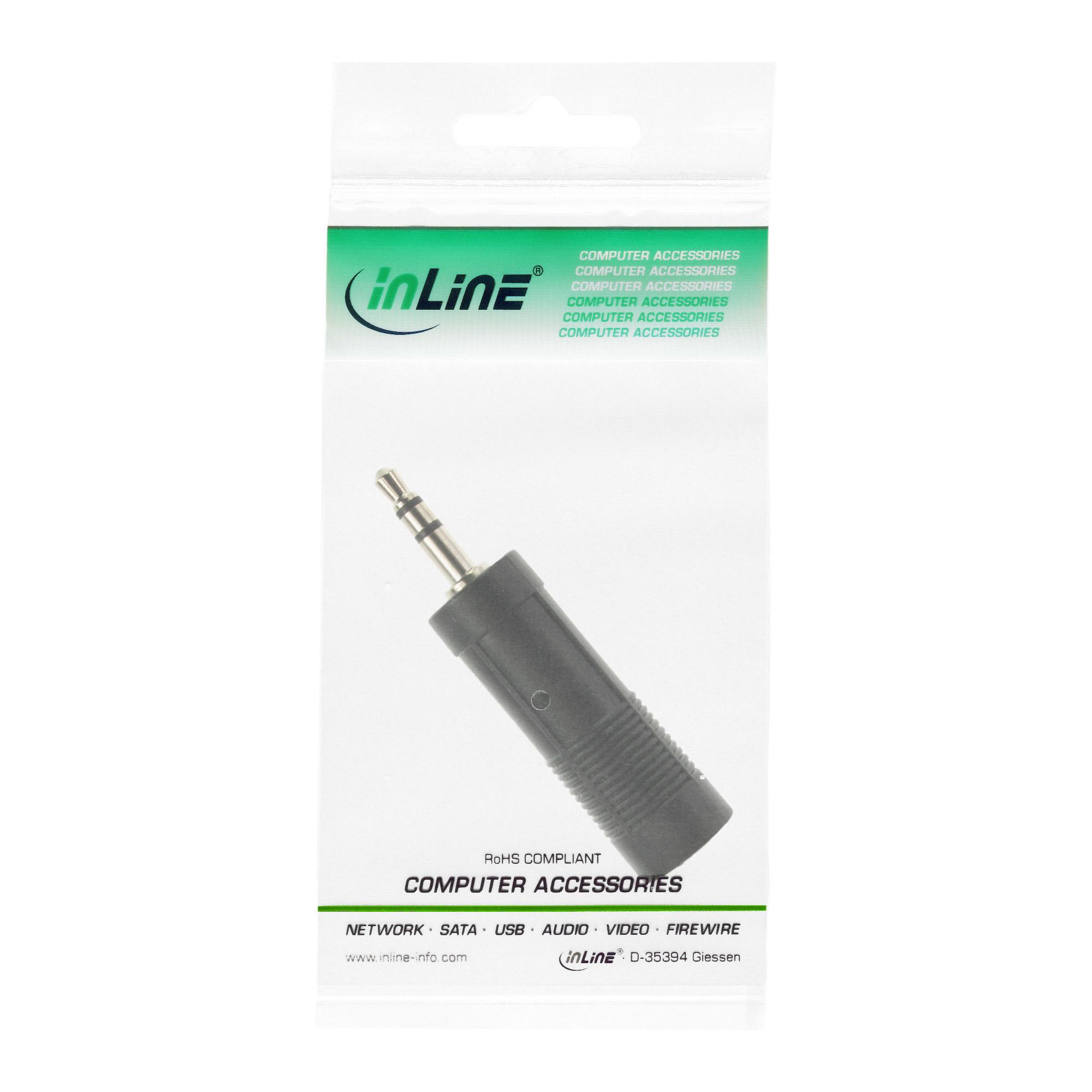 Inline® Audio Adapter, 3,5mm Klinke Stecker Stereo an 6,3mm Klinke Buchse Stereo Inline® Audio Adapter, 3,5mm Klinke Stecker Stereo an 6,3mm Klinke Buchse Stereo