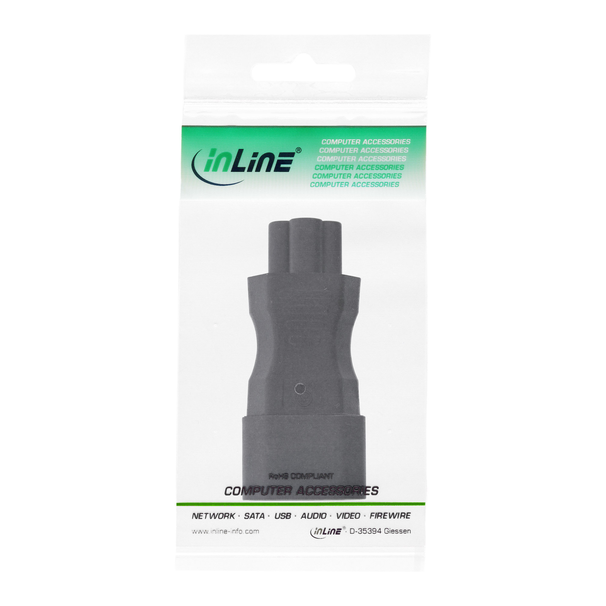 Inline® Netzadapter IEC 60320 C14 / C5, 3pol. Kaltgeräte / Notebook