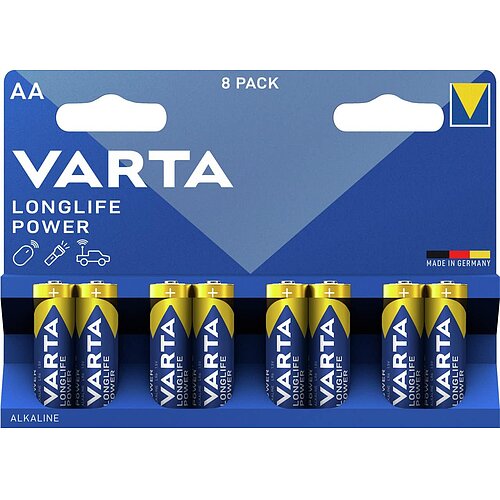 8x Varta Longlife Power AA Mignon LR6 Alkaline Batterie