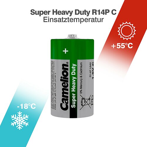20x Camelion Super Heavy Duty Baby C R14 Zink Kohle Batterie