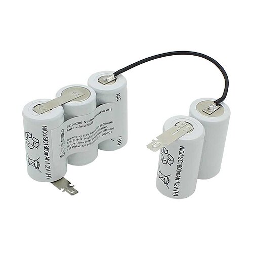 Notleuchtenakku NiCd 6,0V 1800mAh mit Faston-Anschluss +6,3mm / -4,8mm Notleuchtenakku NiCd 6,0V 1800mAh mit Faston-Anschluss +6,3mm / -4,8mm